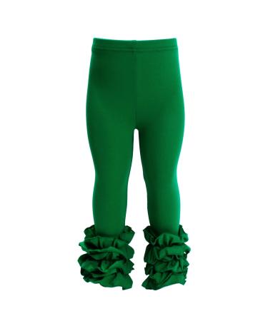 HOOLCHEAN Baby Toddler and Little Girls Cotton Ruffle Leggings 3-4 Years Slim Green