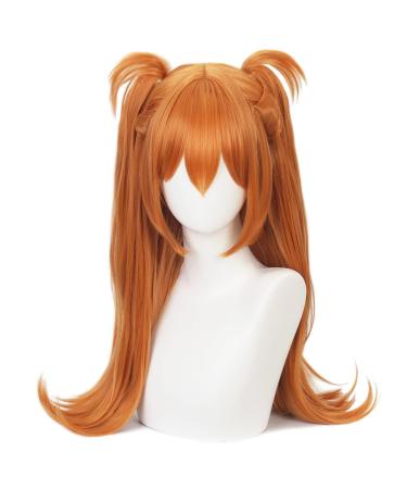 HIROAKIYA Asuka Langley Wig Orange Asuka Langley Cosplay Wig Clip Ponytails with Wig Cap Asuka Langley Orange
