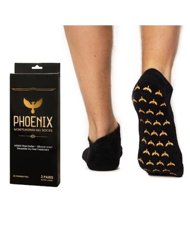 Moisturizing Gel Socks for Men and - Extra Large - 2 Pairs - with Shea Butter - Paraben Free - Reuseable Moisturizing Socks - Phoenix Foot Peel