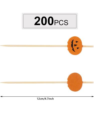 200 Pieces Halloween Pumpkin Cocktail Sticks Wooden Toothpick Pumpkin Ghost Fruit Picks Orange Cake Topper Mini Snack Picks 4.7 Inch Food Picks Appetizer Picks for Party Mini Cake Decorations - Buy Online on GoSupps.com