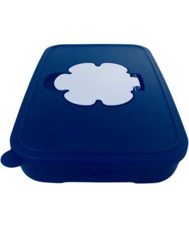 Dark Blue Tupperware Box for Wet Wipes | 650ml Makeup & Baby Storage - International Shipping Available - Buy Online on GoSupps.com