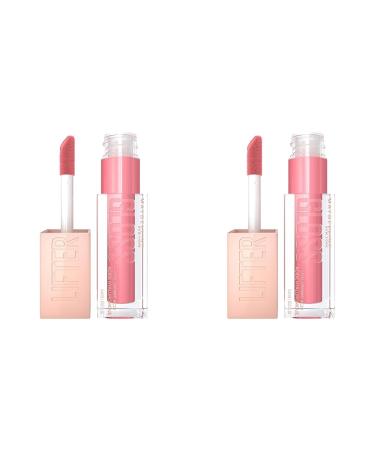 Maybelline New York shiny lip gloss for full -looking lips moisturizing with hyaluronic acid lifter gloss candy drop color: No. 021 rubber (rose) 1 x 5.4 ml (pack with 2) 021 rubber bear 5 ml (2 pack)))