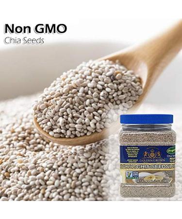Golden Crown White Chia Seeds - 100% Natural, Kosher, Gluten-Free, Non-GMO, Vegan - 24 Oz - Buy Online on GoSupps.com