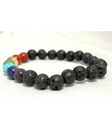 Buy Jet L-ava Chakra Gemstone Stretch Bracelet - Healing Crystal for Spiritual Meditation & Positive Aura - Buy Online on GoSupps.com