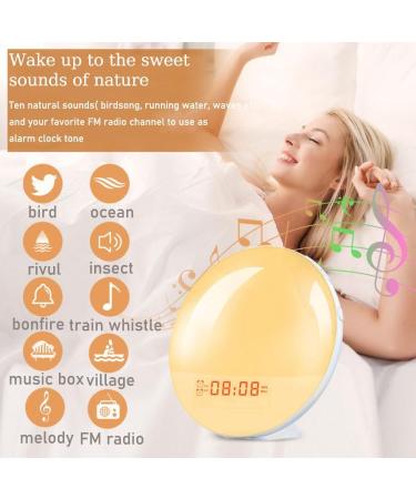 Buy Sunrise Alarm Clock | Light Alarm Clock with Snooze & Dual Alarms | 10 Natural Sounds & 7-Color Atmosphere Lamp - International Shipping - Buy Online on GoSupps.com