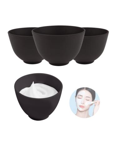 FERCAISH 4Pcs Diy Face Mask Mixing Bowl  Microwavable Silicone Facial Mud Bowl Cosmetic Beauty Tool for Home Salon(Black)