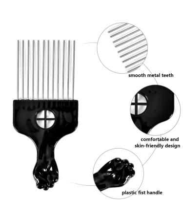 2 Pack Metal Hair Pick and Comb for Afro & Curly Hair Styling - Black - Buy Online on GoSupps.com