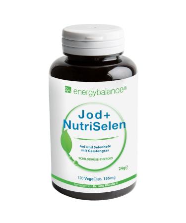 Energy balance iodine + nutriselen - thyroid complex capsules - barley grass thyroid thyroid - thyroid support - vegan gluten -free without additives - 120 Vegecaps 155 mg