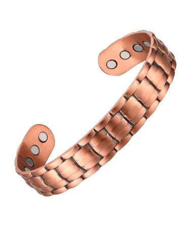 Enermagix magnetic copper bracelets for men and women 99.9% solid copper magnetic cuffs with powerful magnets (3509 Gauss each)