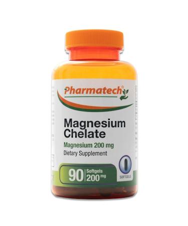 Magnesium Chelate 200 mg Glycinate High Absorption Magnesium 100% Chelated Better Sleep Stress Relief Improve Energy for Women and Men 90 Softgels by Pharmatech
