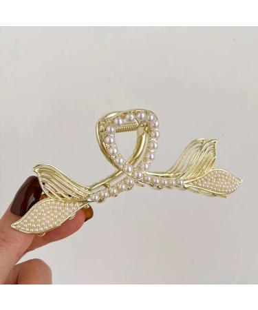 4 Pcs Pearl Fish Tail Hair Claw - Large Metal Clips for Thick Hair | Hair Styling Accessories for Women - Buy Online on GoSupps.com