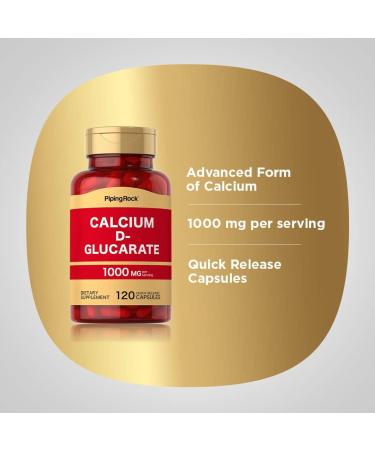 Calcium D Glucarate 1000mg | 120 Capsules | Non-GMO & Gluten-Free | Piping Rock - Buy Online on GoSupps.com