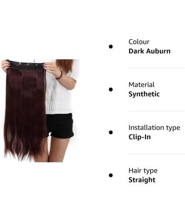 S-noilite Fashion 26 Half Full Head Clip in Hair Extensions - Dark Auburn 26 Inch Straight Extension - Buy Online on GoSupps.com