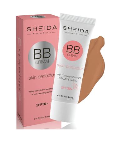 SHEIDA BB CREAM 50 ML  SPF 30 UVA+UVB Protected skin perfector  Multi-Function BB Cream & Mineral Sunscreen  Orange peel extract with vitamin E&C moisturizes  Flawless Coverage  Repairs Lines and Wrinkles Medium