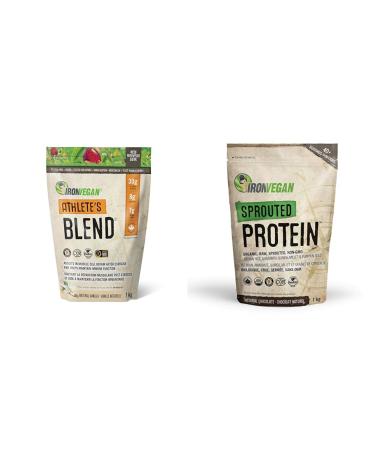 Athlete's Blend Protein Powder Vanilla Flavour 1 kg & Sprouted Protein Chocolate Flavour 1kg | Vegan plant-based organic gluten-free