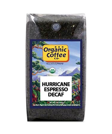 Organic Coffee Co. DECAF Hurricane Espresso Whole Bean Coffee 2LB (32 Ounce) Medium Dark Roast Natural Water Processed Decaffeinated USDA Organic