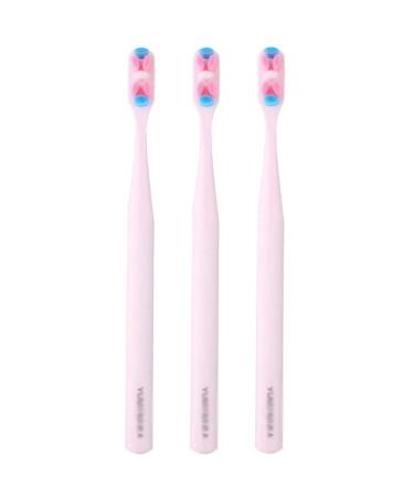 WXPJMDFC toothbrushes Ultraiche toothbrush for adults/pregnancy/junior manual toothbrush with 10 000 bristles 3-pack travel toothbrush body care pink*3