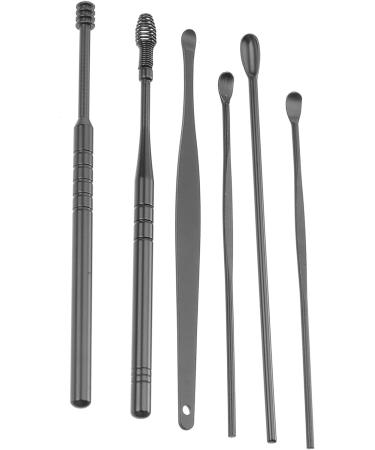 6-Piece Black Ear Wax Removal Kit with Storage Bag - Stainless Steel Ear Cleaner Tools for Home Use - Buy Online on GoSupps.com