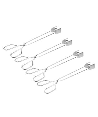 FRCOLOR 4pcs Scissor Tongs Stainless Steel Garbage Clip Stainless Steel Pick up Tool Grabber Fireplace Outdoor Stainless Steel Scissor Tong Garbage Clamp Garbage Tongs Floor Stick