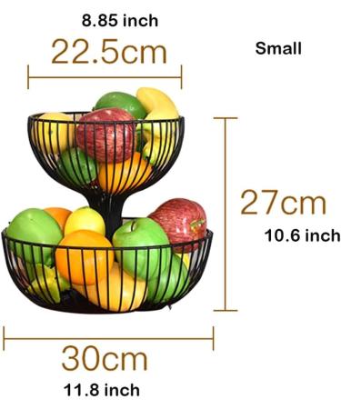 Fruit Basket Fruit Bowl 2 Tier Fruit Bowl Large Countertop Metal Fruit Basket for Kitchen Counter Fruit Storage Racks Fruit Holder for Vegetables Snacks Fruit Dish (Color : Preto Size : Small) Small Preto - Buy Online on GoSupps.com