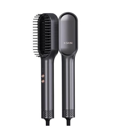 Hair Straightener Brush - Ring Hair Straightener Comb & Hair Dryer 2 in 1 Ceramic Tourmaline Constant Temperature Control 30s Fast Heating 3 Optional Mode Cold Air Hot Air and Straight Hair