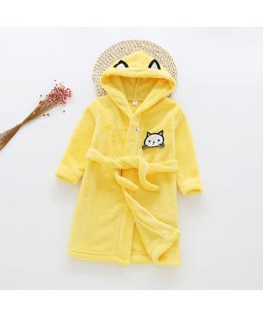 Miyanuby Soft Flannel Animal Hoodie Bathrobe for Kids - Yellow Cat Design Perfect Nightwear & Gift for 4-5 Year Olds - Buy Online on GoSupps.com