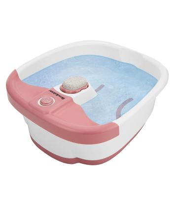 Brookstone Hydro Bubble Foot Spa  Invigorating Bubble Massage  Raised Massage Nodes  Toe-Touch Controls  Splash Guard  Heat Maintenance  Tub Maintains Warmth  Exfoliating Pumice Stone  At-Home Spa