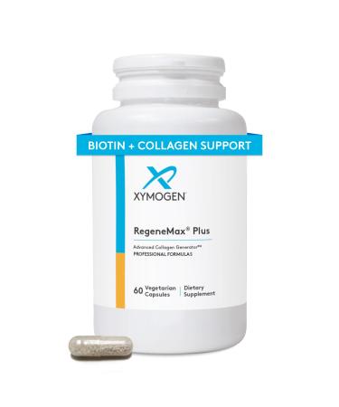XYMOGEN RegeneMax Plus - Advanced Collagen Supplements with Biotin & Clinically Tested ch-OSA - Supports Skin, Hair, Nails & Bone Health - Collagen for Women & Men (60 Capsules) 60 Count (Pack of 1)