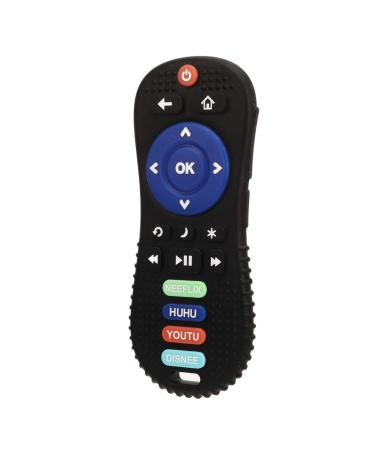 Soft remote -controlled silicone bite toys for babies relief of toothing problems easy to clean and portable (black)