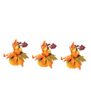 Ciieeo 3 Pcs Halloween Pumpkin Decoration Ornament Home Decor Artificial Autumn Maple Colorful Decor Adornos Para Mesa De Creative Pumpkin Decor Fake Pumpkin Decor Pine Cones Orangex3pcs 15x5.5cmx3pcs