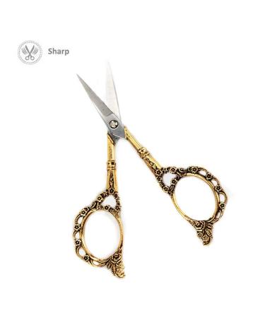 EBANKU Vintage Stainless Steel Manicure Scissors - Precision Beauty Grooming Tool for Nail, Facial Hair, Eyebrow, Eyelash, Nose Hair - Gold - Buy Online on GoSupps.com