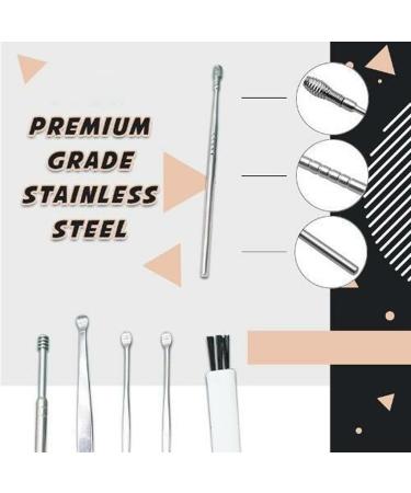 6Pcs/Set Ear Pickers Cleaning Brush with Box Stainless Steel Ear Pick Cleaner Portable Ear Clean Tools - Buy Online on GoSupps.com