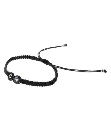 SOIMISS Black and White Heart Bracelet Beads for Friendship Bracelets Friendship Gift Heart Bracelet for Couples Simple Bracelet Initial Bracelet Women Bracelet Wrist Chain Miss Letter 6X6X0.5CM Black C