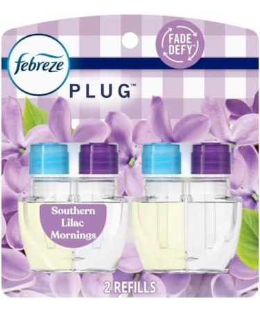 Febreze Plug with Fade Defy Technology Air Freshener - New Limited Edition - (2) of 0.87 fl oz Refills (Southern Lilac Mornings) Clear