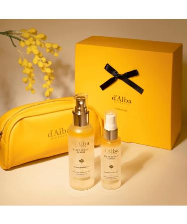 Ilia d alba Piedmont Travel Essential Gift Set - White Truffle First Spray Serum Full Size & Travel Size with Yellow Pouch | Premium Korean Skin Care International Shipping - Buy Online on GoSupps.com