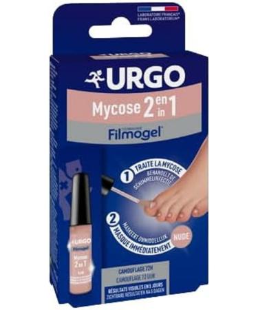 URGO - FILMOGEL Mycosis 2 in 1 - Masks and Treats Nails with Mycosis - Discreet Nude Rendering - From 16 Years - 4 ml Gel