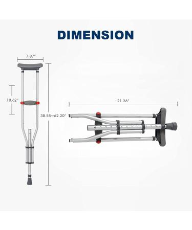 Safety Crutches Portable Crutches Lightweight Walker Canes Aluminum Button Adjust Height Underarm Walking Sticks Adult Underarm Walking Cane Comfortable Independence - Buy Online on GoSupps.com