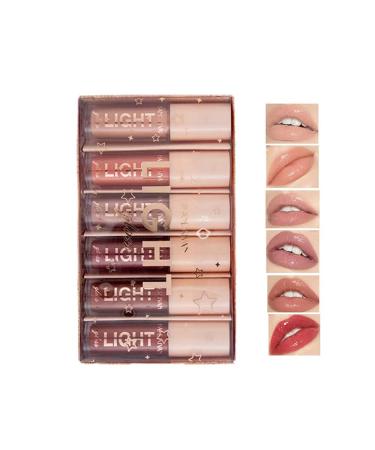 Beliky Girl 6 PCS Lip Plumper Gloss Jelly Color Lipstick Set Lip Plumping Balm Plumper Lip Gloss Treatment - Enhancer Hydrated Lips Hydrater Eliminer les rides de s cheresse (ensemble B)