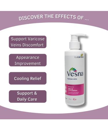 VESNA Varicose Veins Cream 8 oz - Natural Calming & Moisturizing Formula with Arnica Menthol & Jojoba - Day & Night Relief for Varicose Veins - Buy Online on GoSupps.com
