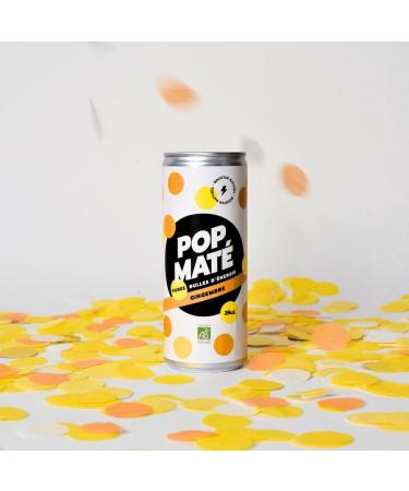 POP Mat - Ginger Flavor - Natural Energy Drink - Low in Sugar and Calories No Sweeteners Vegan Gluten Free Made in France - 12 Cans of 25 cl - Buy Online on GoSupps.com