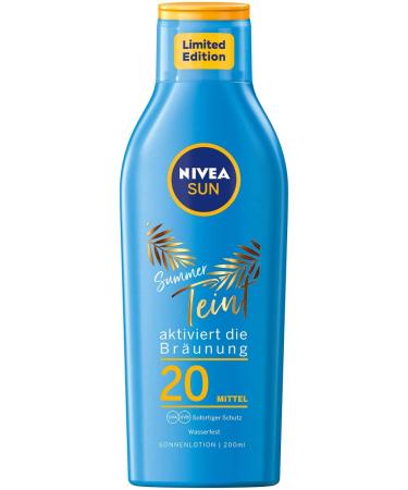 NIVEA Sun Schutz & Braune sunscreen LSF 20 (200 ml) sun milk with pro-melanin extract for an even tan immediate sun protection with UVA/UVB filter system - Buy Online on GoSupps.com