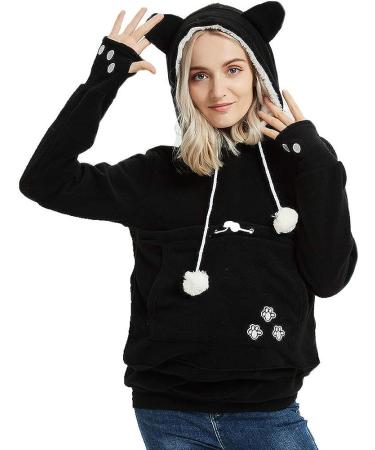NeuFashion Kangaroo Pocket Hoodie for Pet Cat Dog | X-Large Black Fleece Sweatshirt - Buy Online on GoSupps.com