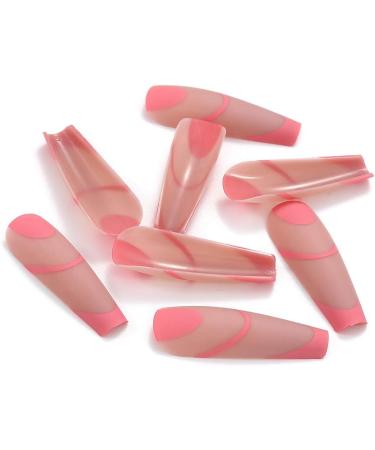 Coffin False Nails Press on Nails French Long Fake Nails Ballerina Acrylic Stick on Nails 24pcs for Women and Girls (Color : Pink Size : P) - Buy Online on GoSupps.com