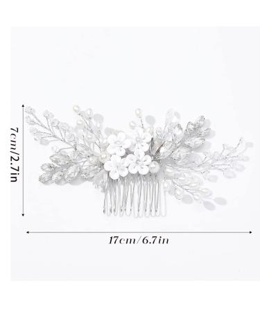 Unsutuo Silver Crystal Bridal Hair Comb with Pearl Accents - Wedding Hair Accessory for Women and Girls - Buy Online on GoSupps.com