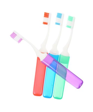 Plafope 4 piece of travel toothbrushes practical toothbrush collapsible toothbrush wear -resistant toothbrush portable travel toothbrush wear -resistant travel toothbrush