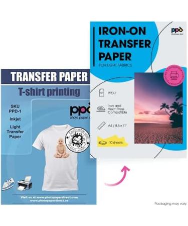 PPD Inkjet Premium Iron-On T-Shirt Transfers Paper - Pack of 10 Sheets, 8.5x11 - for White and Light Color Fabrics (PPD001-10) - Buy Online on GoSupps.com