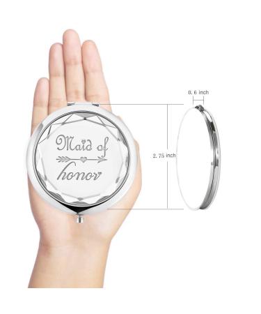 2 Pack Crystal Compact Makeup Mirrors - Bridesmaid Proposal Gifts - Maid of Honor and Matron of Honor - Wedding/Bachelorette Party Gifts (Silver) - Buy Online on GoSupps.com