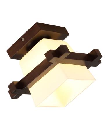 Hemobllo Solid Wood Ceiling Lamp Ceiling Hanging Light Hanging Lamp Pendant Light LED Wall Lamp Coffee Glass
