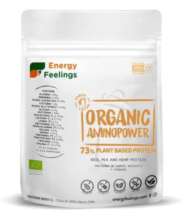  Energy Feelings Energy Feelings | Organic Vegan Protein Chocolate Flavor | 70% Rice Pea and Canamo Protein | Gluten-Free | Lactose-Free | Cocoa Protein Powder | 500g - Buy Online on GoSupps.com