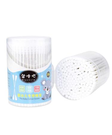 Milists 400 pieces baby cotton swab safety cleaning cotton swab double head earplugs spiral tips cotton swabs for children children